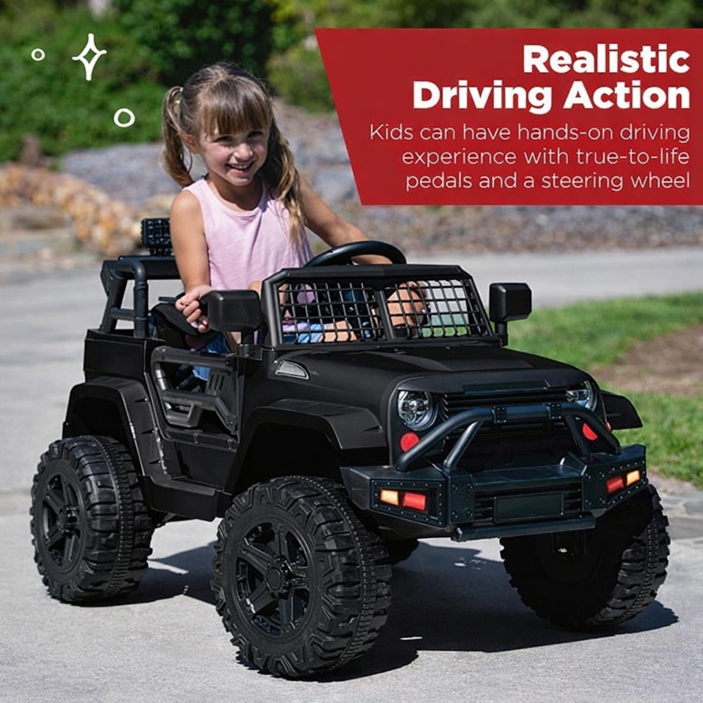 12V Kids Ride On Jeep Car W/Parent Remote Control - Black