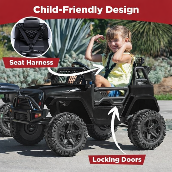12V Kids Ride On Jeep Car W/Parent Remote Control - Black